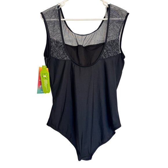 OP Ocean Pacific Dama Black Size Size XL Black One Piece Swimsuit NWT Padded Cup - Picture 6 of 7